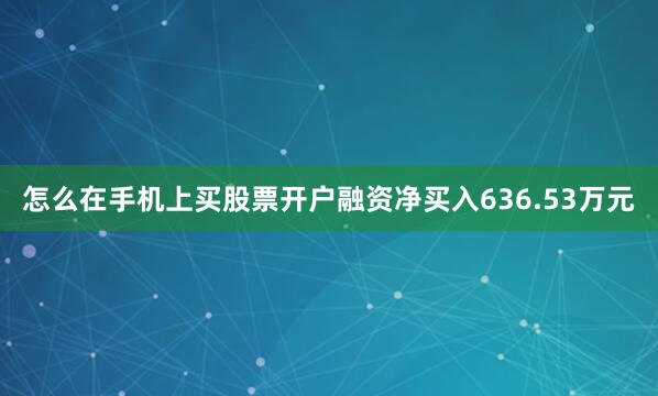 怎么在手机上买股票开户融资净买入636.53万元